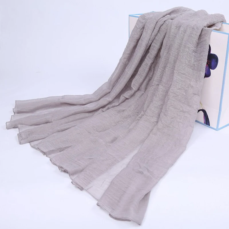 2019 Cotton Linen Silk Scarf 180*55cm Soft Female Candy Colored Long For Women Shawls Winter Gift |