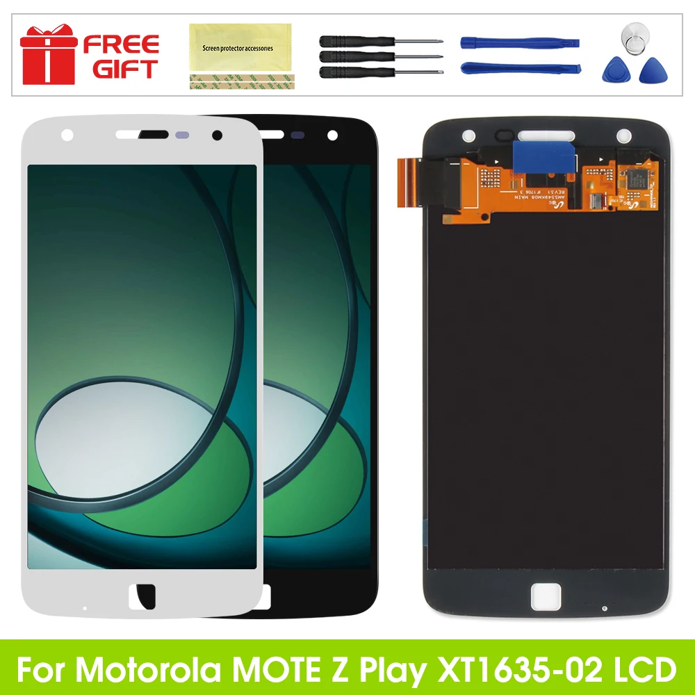 

Дигитайзер сенсорного экрана в сборе для Motorola Moto Z Play XT1635, запасные части для ремонта ЖК-экрана Moto Z Play