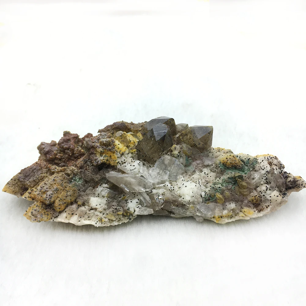 

Редкий Натуральный биотит, зеленый халкопирит, кварцевый кристалл кальцита, парагенный минерал, необработанный кварцевый драгоценный камень, домашняя коллекция образцов, 88 г