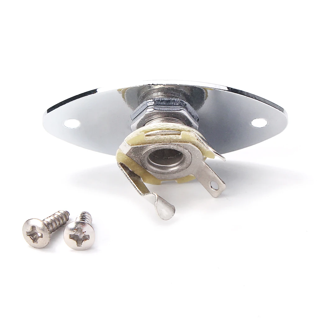 Хромовая плоская гитарная басовая Выходная пластина 1/4 ''для гитарной