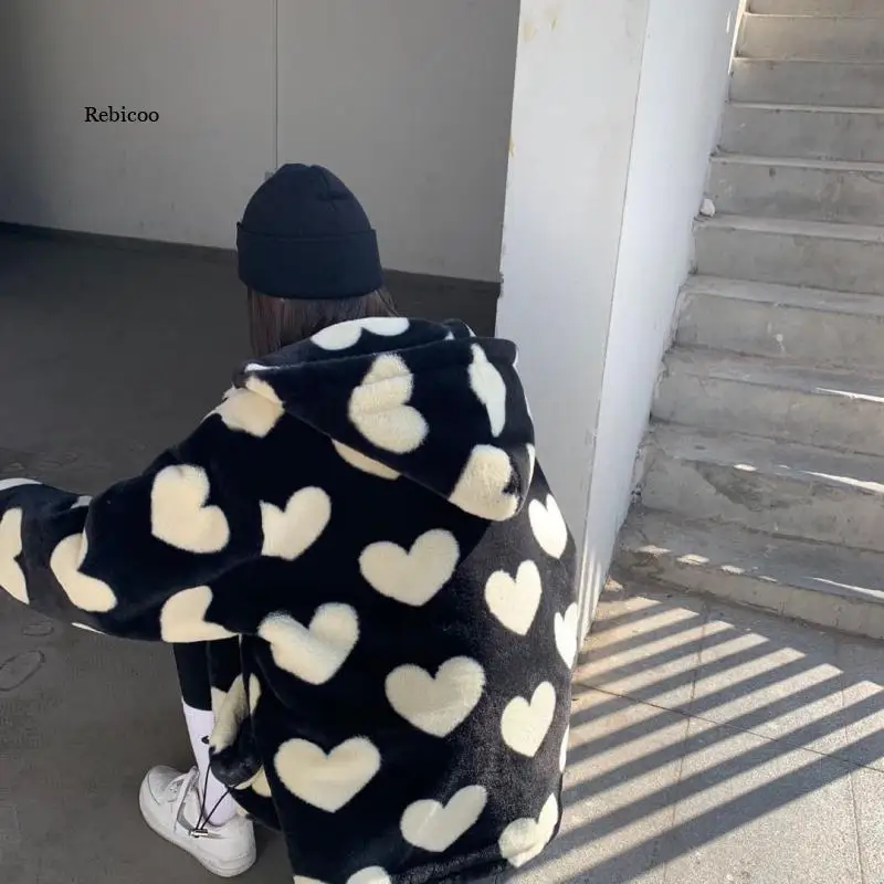 Женская куртка с длинным рукавом Love Peach плюшевая из кроличьего меха | одежда