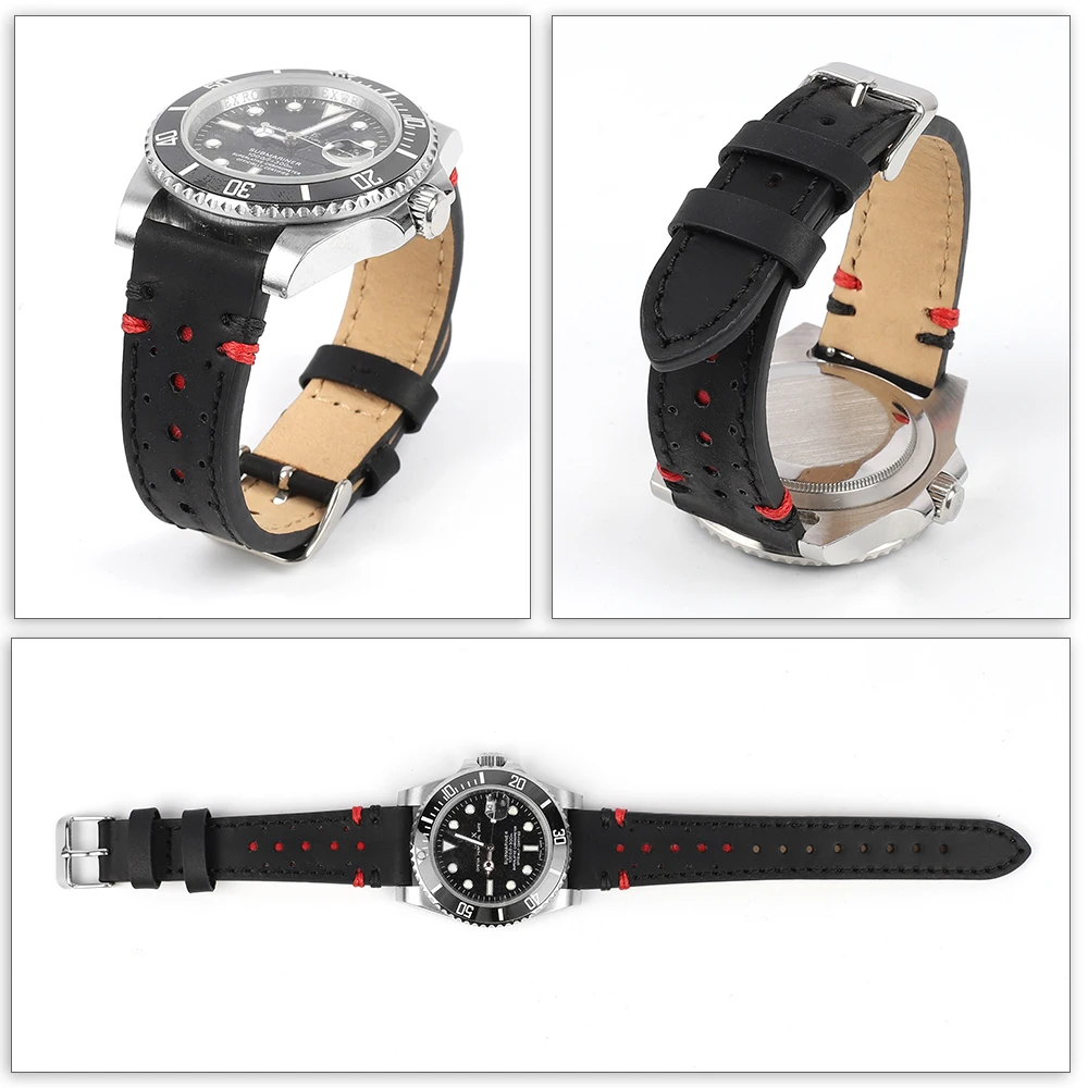 Cowhide Watch Straps Bracelet 20mm 22mm Genuine Leather Watchbands Quick Release Watch Belt Handmade Stitching For Men Women