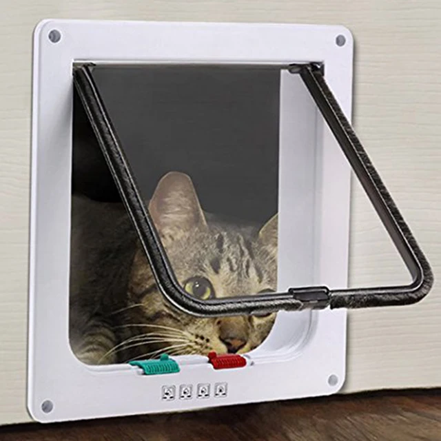 Cat Flap Door New Safe Lockable Magnetic Pet Screen Door With 4 Way Lock For Puppies And Small Dogs Pretty Garden Easy Install