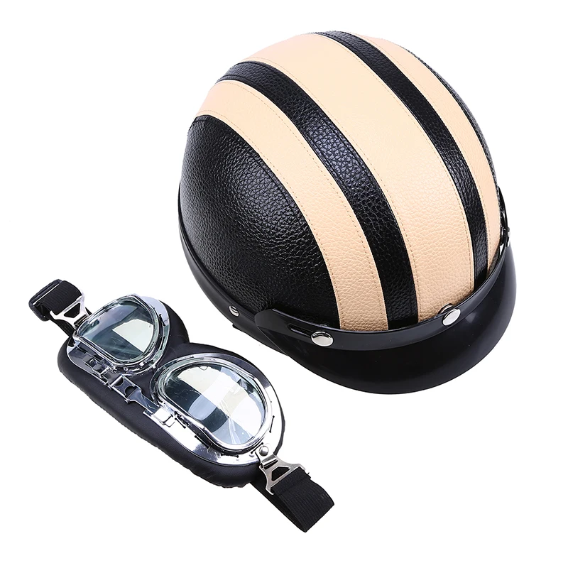 Винтажный мотоциклетный шлем для мотоциклистов кожаный Capacete Casco Casque Cruiser Кафе Racer