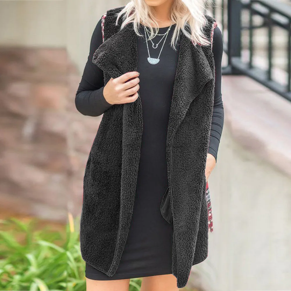 2019 без рукавов жилет Для женщин осень зима куртка толстый тонкий теплое пальто с