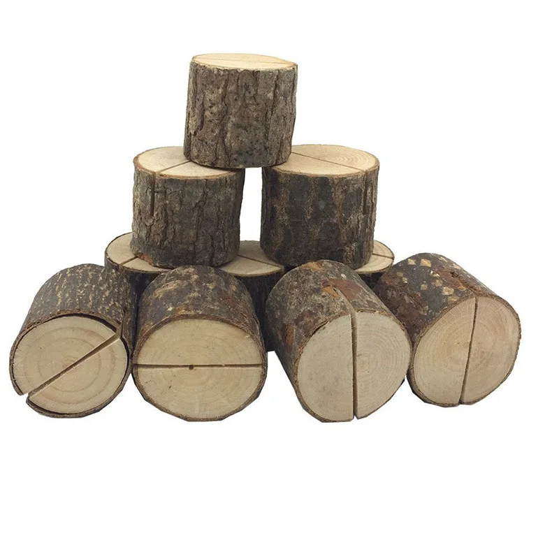 

Place Card Holders Wooden Bark Memo Holder Card Photo Picture Note Clip Holders Kraft Place Card Wedding Party Table Number Sign