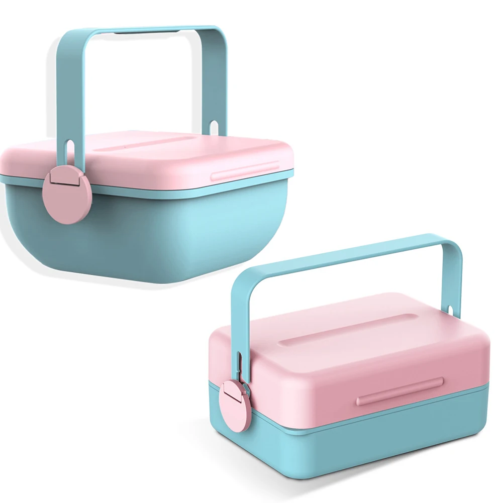

Two Layer Color Block Heat Insulated Bento Lunch Storage Box Leakproof Food Container Children School Office Portable Lunch Box