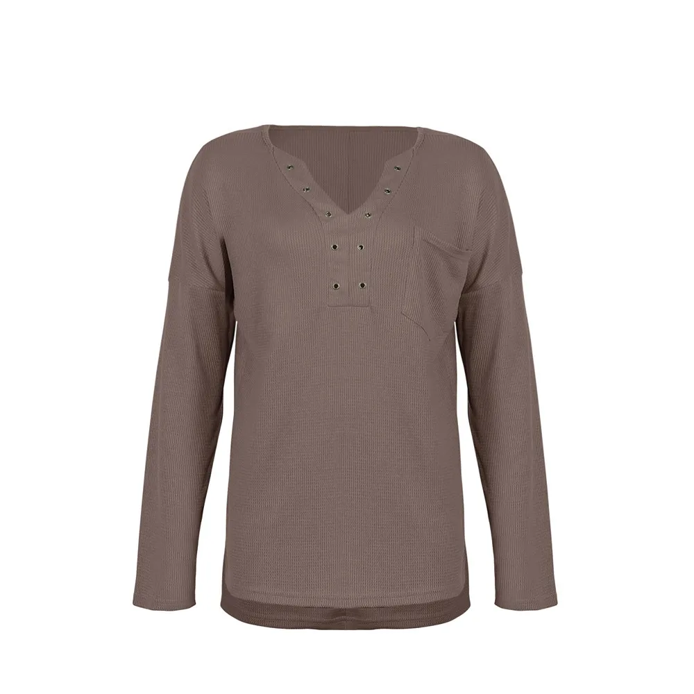 

Fashion Spring women clothing Sweaters bottom 2020 V-neck pocket casual long sleeve sweater womens knit sweaters tops female