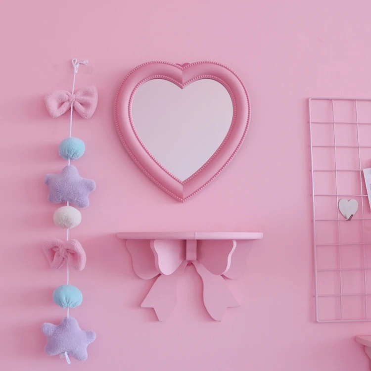 Корейское розовое зеркало настенное украшение для комнаты любовь девушка Сердце