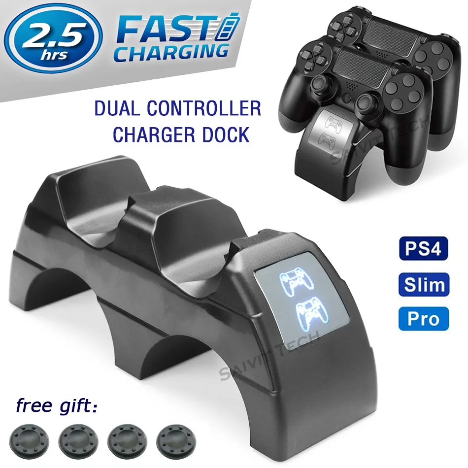 Тонкая беспроводная док станция для контроллеров Sony PlayStation PS 4 DualShock двойное