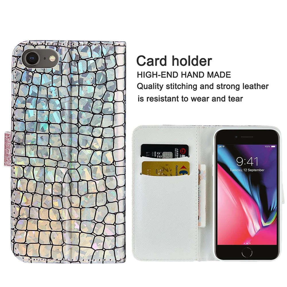 Алмазный блестящий кожаный чехол для Huawei P Smart + P40 P30 P20 Lite Pro Y5 Y6 2019 Honor 8A 7A Nova 3i 3E 4E