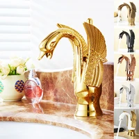 leyden single handle one hole bathroom sink faucet swan shape deck mount lavatory basin faucet copper