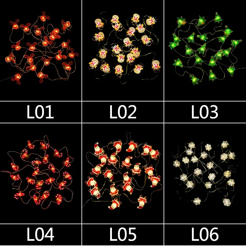 

Christmas String Light 20 LEDs Santa Claus Deer Snowflakes Lights Xmas Tree Ornaments Hanging Decoration Xmas Home Room Decor 2M