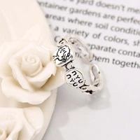 chereda vintage jewelry ring trendy punk hip hop letter ring simple womens silver rings irregular cute little girl rock jewelry