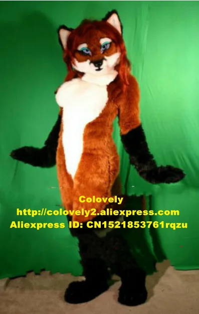 Длинный Меховой Костюм Miss Fox Dog костюм-талисман мультяшный персонаж для взрослых