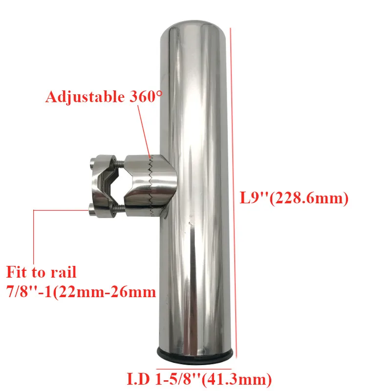 

Marine Fishing Rod Holder Pole Stainless Steel Fishing Stand Bracket Boat Accessory Tool fit for 22 ~ 26 mm 7/8'' to 1'' Rail