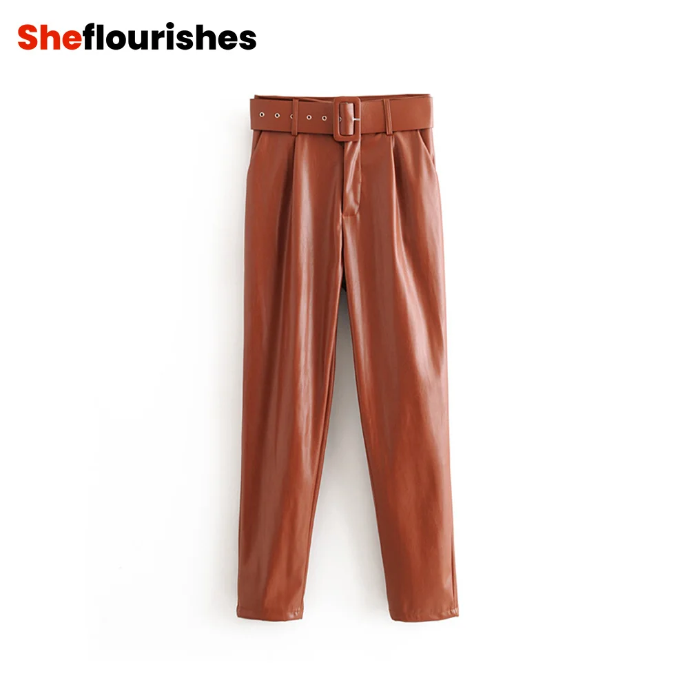 Sheflourishes женские из искусственной кожи штаны брюки с ремнем Женская обувь в