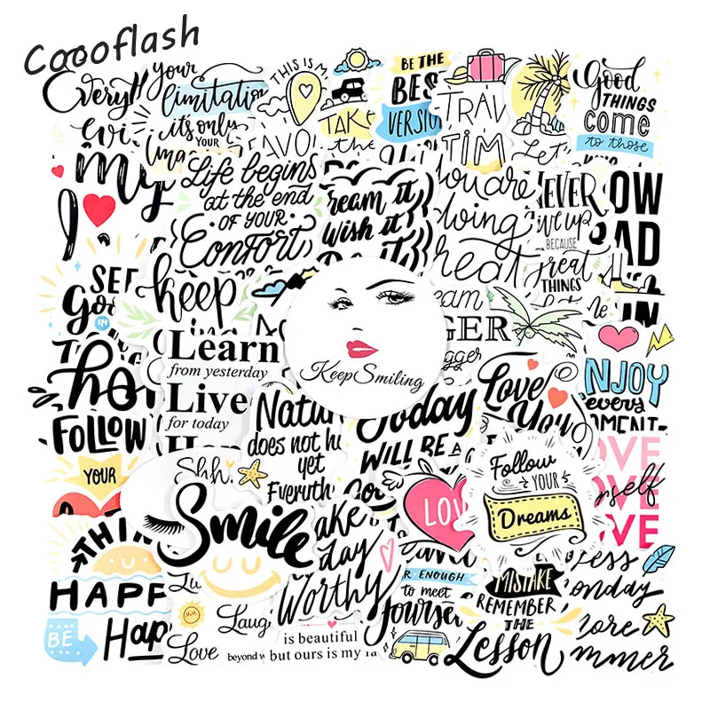 10/50pcs/pack Cartoon Handwritten English Alphabet Waterproof Stickers For Laptop Luggage Motorcycle Phone Skateboard Kid Toys