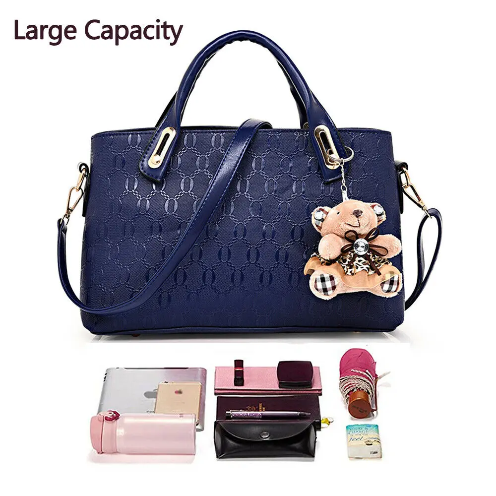 

LESENUO Casual Tote Bag Female Luxury Handbag Set 4 Large Capacity Shoulder Bag for Women Ladies Vintage PU Leather Bag