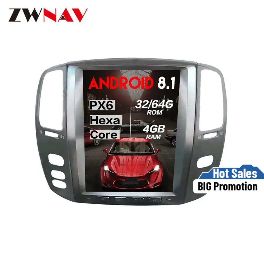 Автомобильный мультимедийный dvd плеер PX6 4 + 64 Гб в стиле Tesla Android 8 1 для Lexus LX470 LX 470 2002