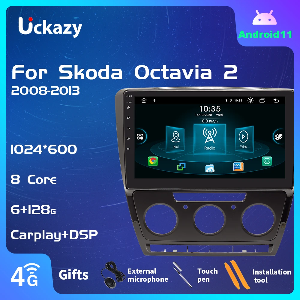 Автомагнитола Uckazy 8 ядер 2 Din Android 11 для SKODA Octavia 2008-2013 A5 мультимедиа стерео аудио