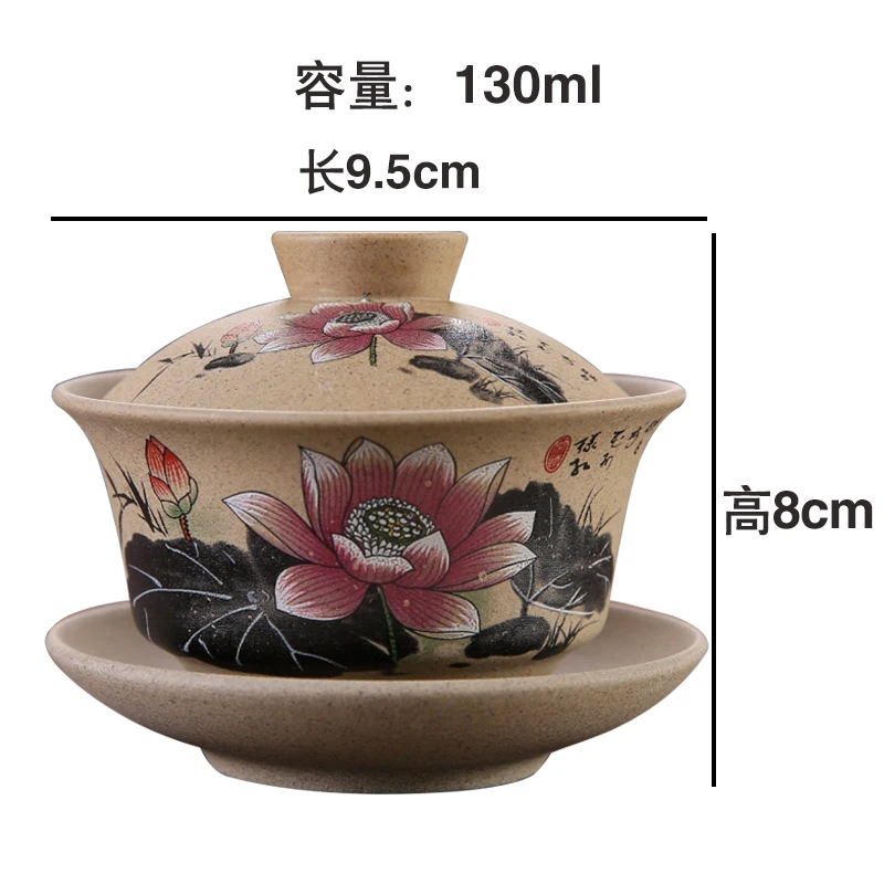 130 мл Teaware Античная грубая керамика ручная роспись Gaiwan чайная чашка керамическая