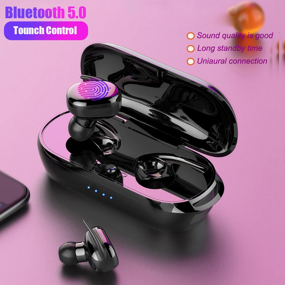 TWS, беспроводные Bluetooth наушники 5,0 дюйма, беспроводная bluetooth гарнитура, наушники, беспроводные стерео наушники с микрофоном, портативные беспроводные наушники