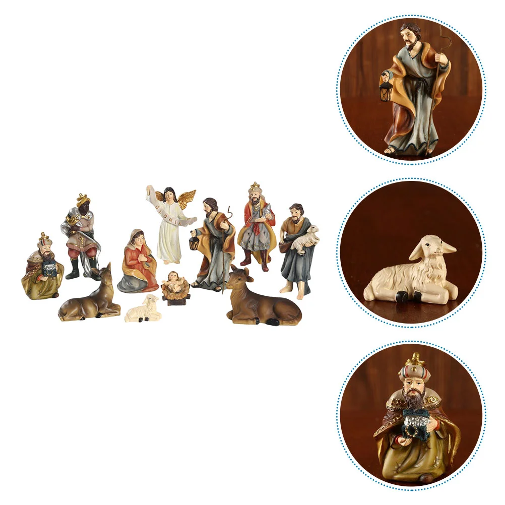 

1 Set of Resin Craft Decors Religious Adornments Desktop Animals Jesus Statue Ornament