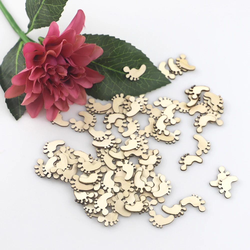 Деревянные Мини-чипы в форме ног Свадебный домашний подвесной декор подвеска