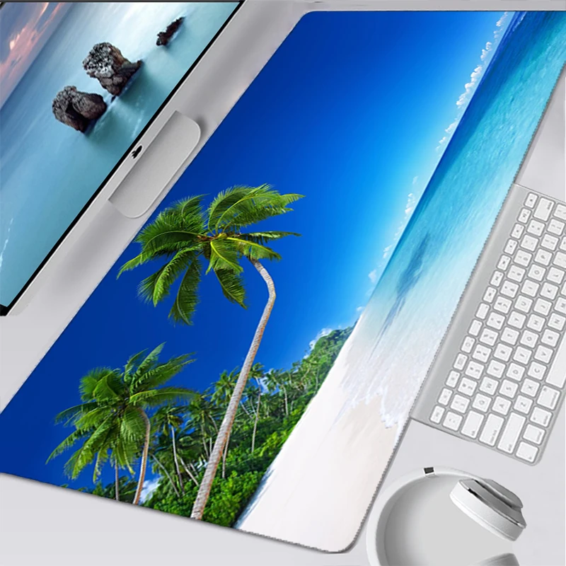 Large Mouse Pad Carpet Laptop Pc Gamer Keyboard Mat XXL Mousepad DIY Customized Coconut tree beach Tassel Rubber Table Mat