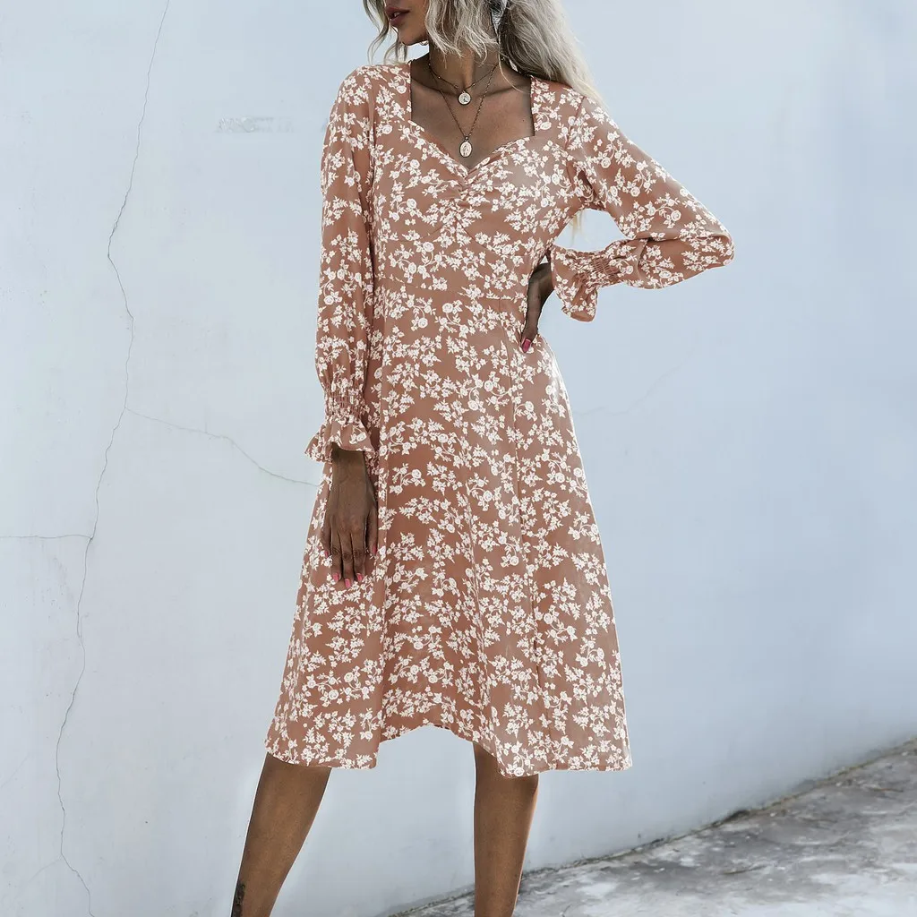 Женское повседневное осеннее платье женское винтажное шифоновое платье-рубашка