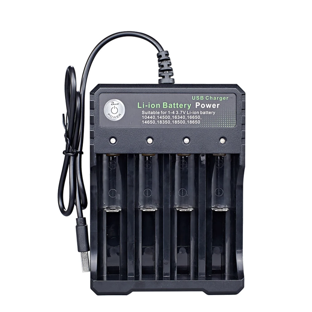 

USB 18650 Battery Charger Independent Charging Portable 18350 16340 14500 Li-ion Battery Charger Four Slots Smart Charger