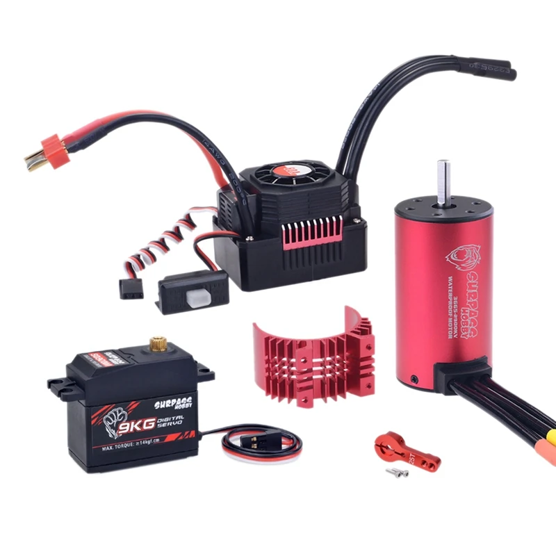 

Водонепроницаемый бесщеточный двигатель ESC 2900KV с 80A ESC 9KG Gear Servo Для 1/10 RC Car Tamiya