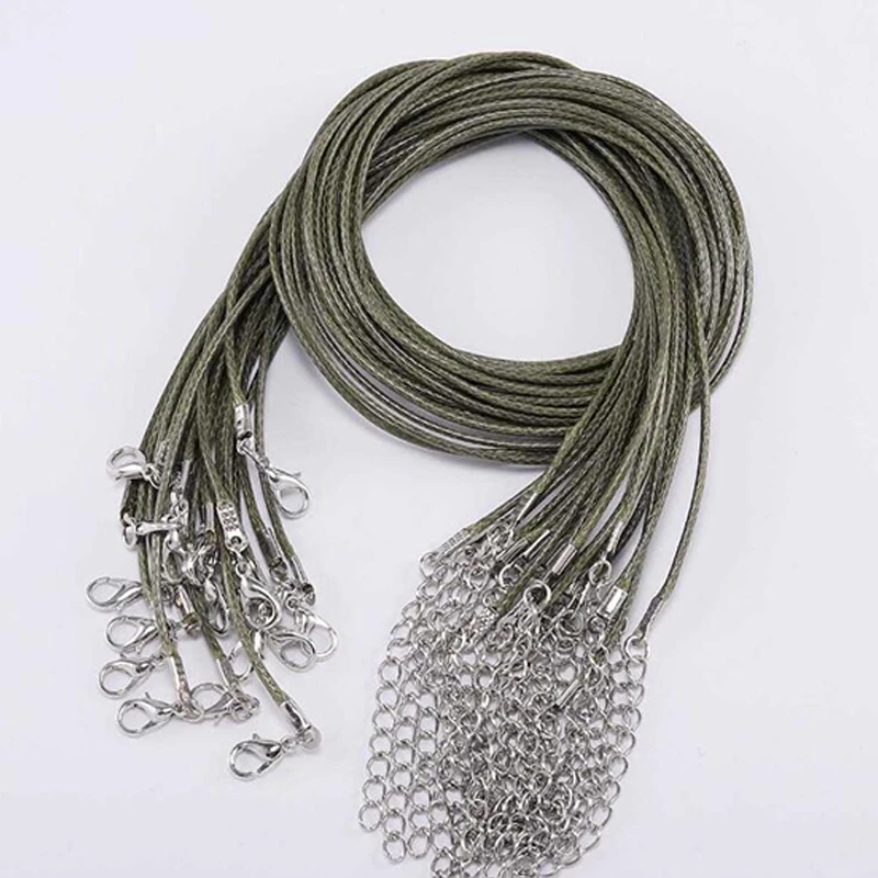 07-10pcs 10/50 шт./лот черная кожаная на вощеном шнуре из шнур Цепочки и ожерелья цепи DIY строка ремень Каната Омара застежка кожаная Ювелирная цепочка - Цвет: 07-10pcs