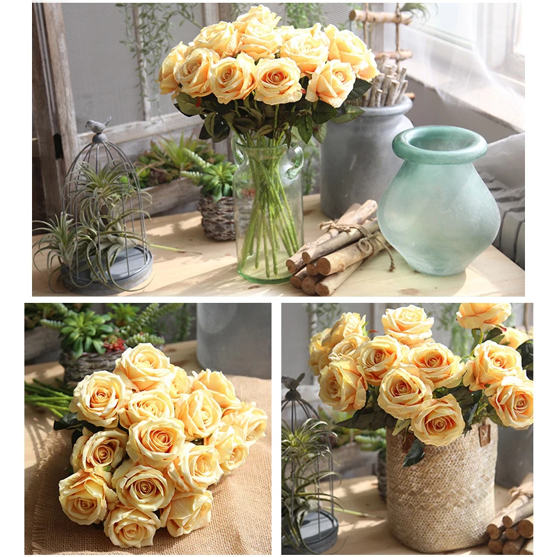 1/5/10/20Pcs Rose Artificial Flowers Wedding Fake 10 Style Color Home Decoration Valentine's Day Flores Artificiales D40 | Дом и сад