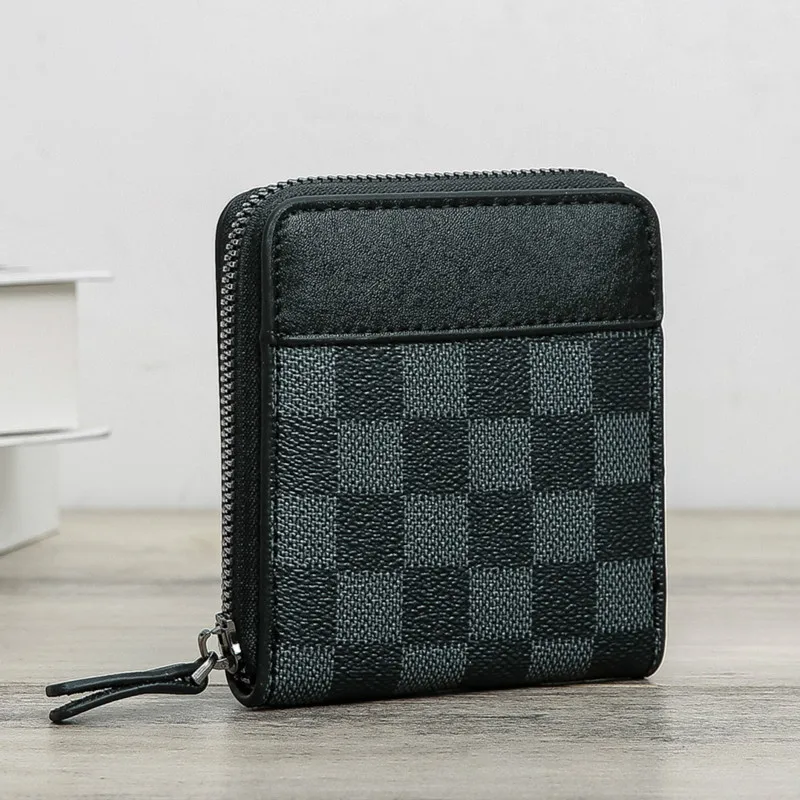 

Plaid Design Short Men Wallet Money Clips Card Holder Wallet For Man Waterproof Leather Money Holder Wallets Purse Male