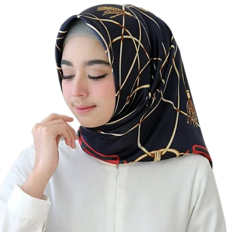90*90 см роскошный бренд Малайзия bawal хиджаб цепь печать шелковые квадратные шали
