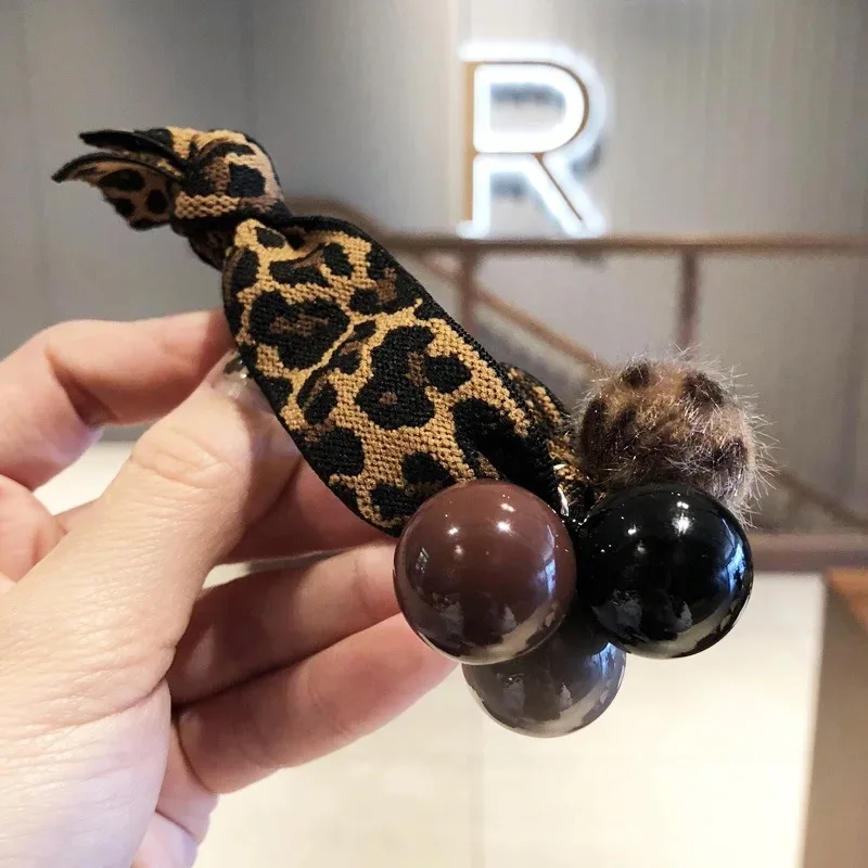 Модный Леопардовый ободок для волос с бусинами изысканный однотонный на