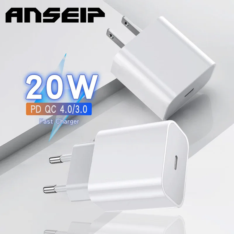 

Зарядное устройство ANSEIP usb c для iPhone 13, 12, 11 AirPods, Huawei, Xiaomi, Samsung PD, 20 Вт, Usb Тип C, зарядный штекер, адаптер для быстрой зарядки телефона