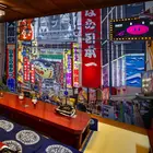 Японская Ночная уличная архитектура Настенная роспись Частная столовая стол ресторан японские суши Ресторан обои