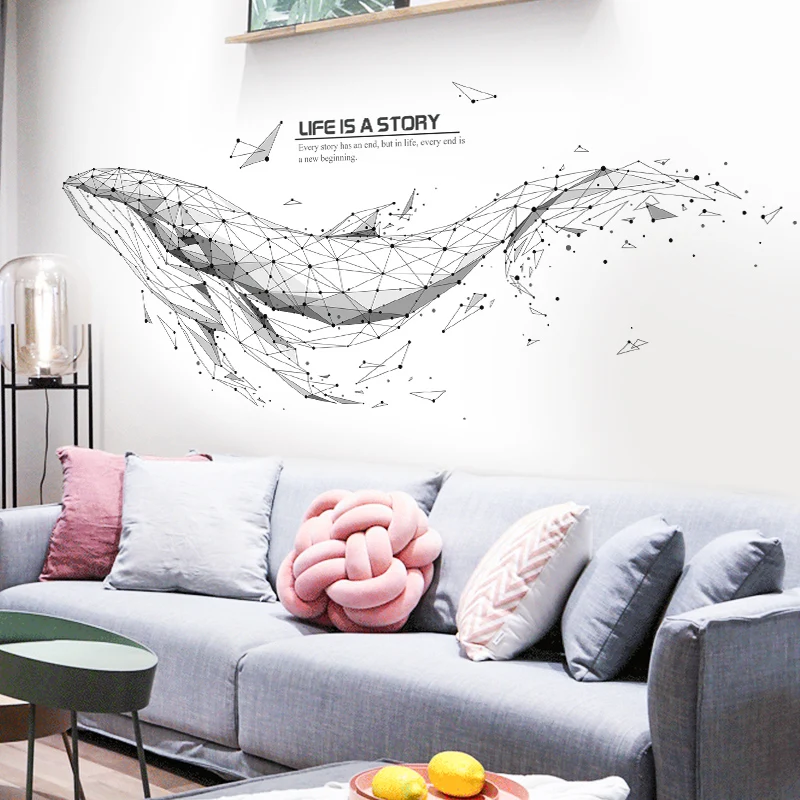 

Abstract Whale Wall Stickers for Living room Bedroom Sofa Wall Decor Removable Unicor Sailboat Deer Vinyl Wall Decals Home Decor