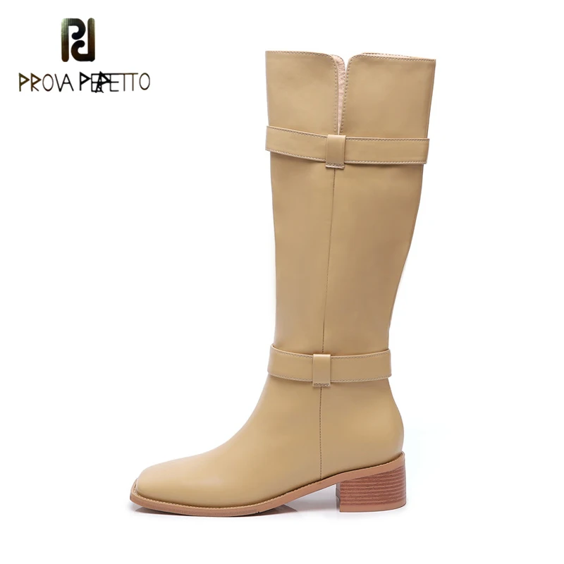 

Повседневные сапоги для верховой езды из воловьей кожи на толстом среднем каблуке с квадратным носком для осени и зимы, новинка 2021, однотонные длинные сапоги с ремешком и пряжкой на среднем каблуке