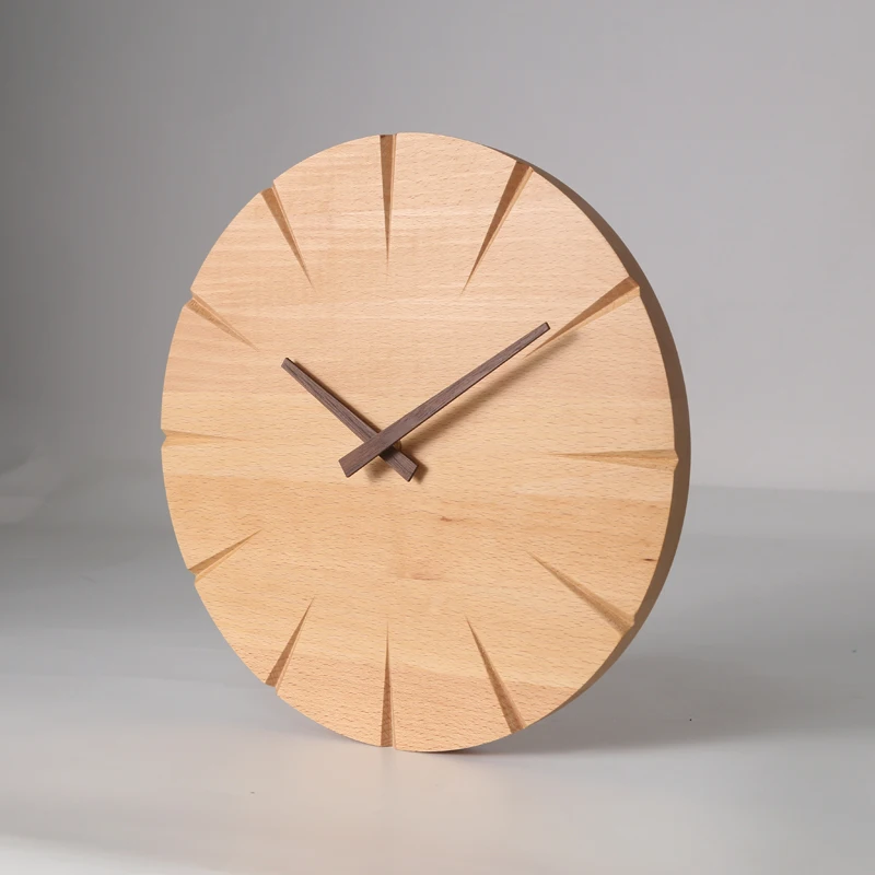 

Round Japanese-style Wall Clock Mute Simple Yellow Creative Wooden Wall Clock Modern Orologio Da Parete Home Decor AD50WC