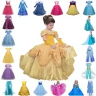 Для девочек; Платье для костюмированной вечеринки; Костюмы на Хэллоуин для детей, вечерние красоты и с рисунком из мультфильма Красавица и Чудовище, нарядное платье для детей, карнавальный костюм, платье принцессы, рождественское платье, костюм