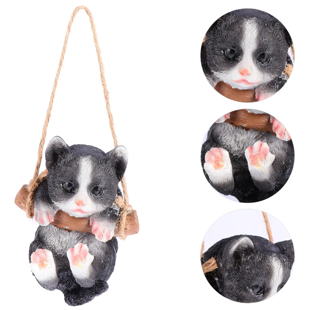 

Creative Cat Ornament Hanging Swing Cat Figurine Resin Cat Swing Statue for Room