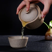 coarse pottery tea set include 1 pot 2 cup high quality elegant gaiwanbeautiful and easy teapot kettlekung fu teaset