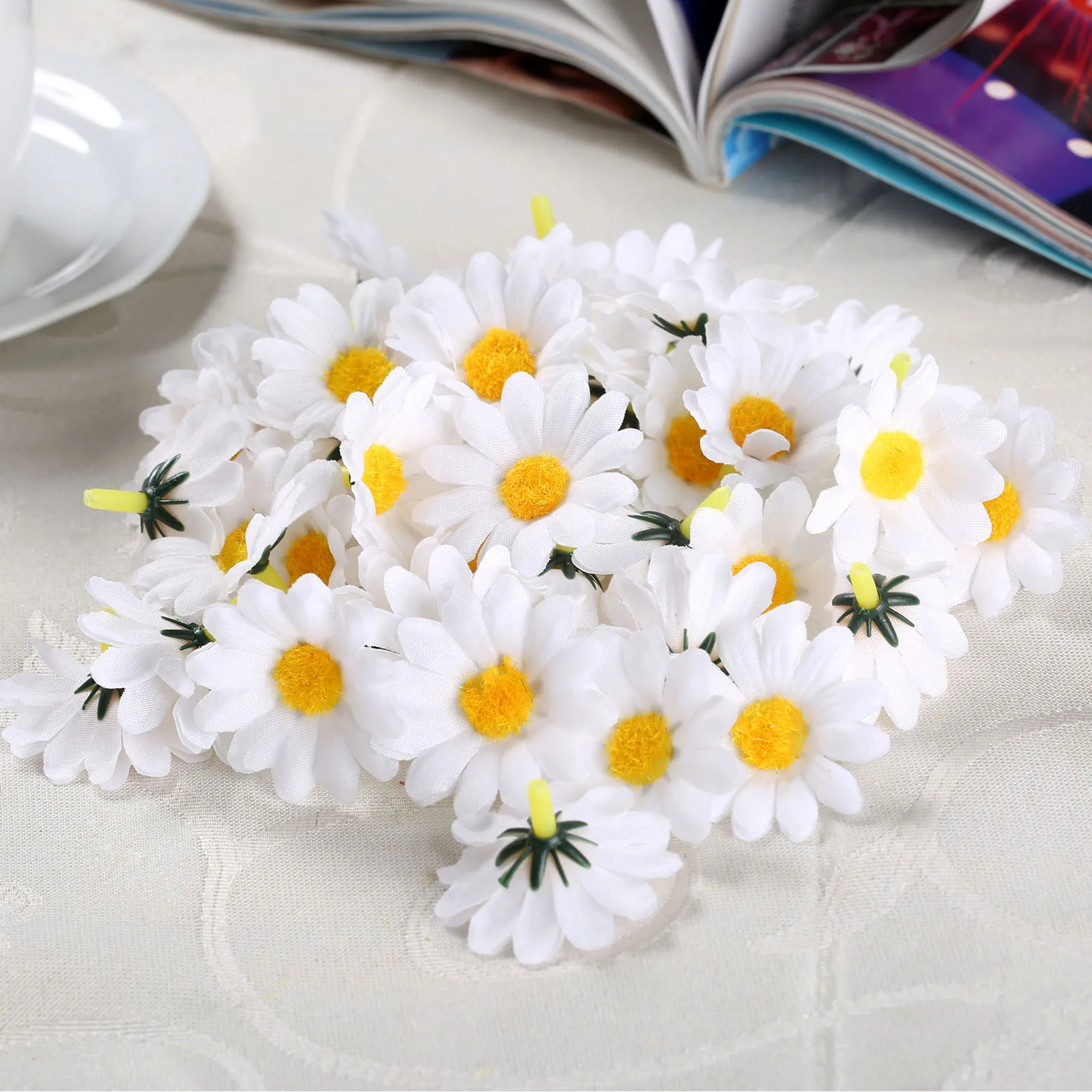 100 шт. шелковые искусственные герберы (Ромашки) цветы головки для DIY Рождество