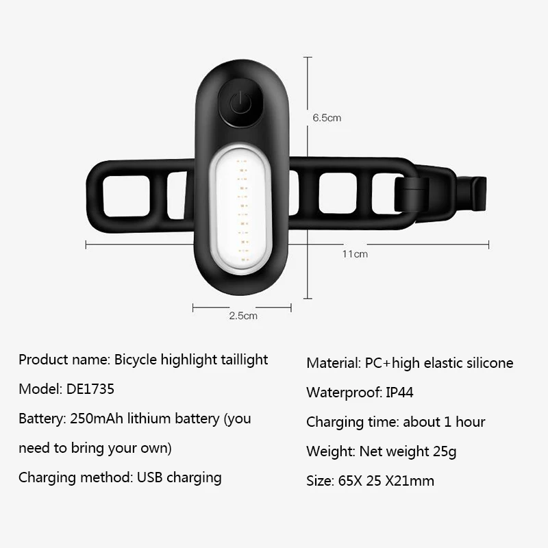 

Bicycle Tail Light Night Riding Warning Mountain Bike Bicycle Accessories and Equipment USB Charging Cycling Safety Tail Light