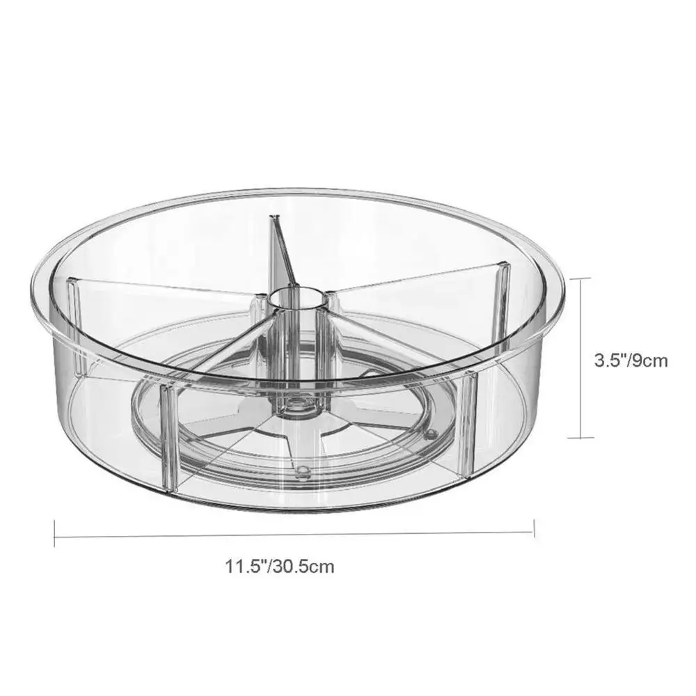 

11.5x3.5in Kitchen Organizer Turntable Spice Storage Container Clear Compartments Kitchen Spice Bottle Organizer for Convenience
