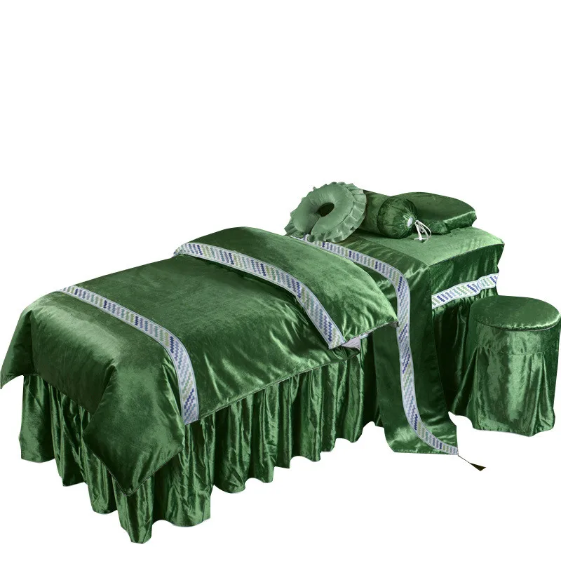 

6pcs High Quality Velvet Beauty Salon Bedding Set Thick Bed Linens Sheets Bedspread Massage Spa Pillowcase Duvet Cover Sets